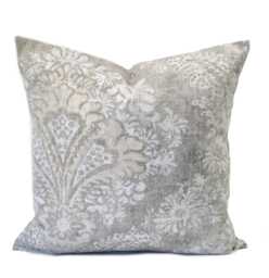 One Magnolia Pillow Cover, Cushion, Decorative Throw Pillow, Beige Grey Accent Floral Case - thumbnail 1