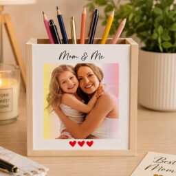 Personalised Photo Pencil Holder - Custom Mdf Pen Pot Any Name Desk Organiser Family Gift Mum Dad Grandma - thumbnail 3