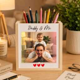 Personalised Photo Pencil Holder - Custom Mdf Pen Pot Any Name Desk Organiser Family Gift Mum Dad Grandma - thumbnail 1