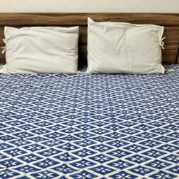 "Hand Block Print Cotton Bed Sheet Indian Ikat Bedding - 90""x108" - thumbnail 3