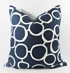 "Navy Blue Geometric Decorative Pillow Cover. & White. 16"" X 16" - thumbnail 1