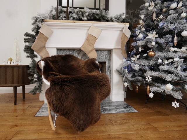 xl Brown Sheepskin Rug, Genuine Leather, Comfy Cozy Throw - 48x28 - image 1