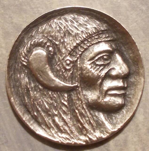 Deep Carved Hobo Nickel, Native American Indian Crazy Horn