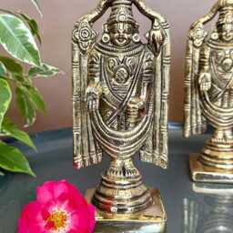 14cm Brass Tirupati Balaji Statue Small Venkateshwara Idol For Puja Mandir Perumal Srinivasa Figurine Spiritual Home Decor Gifts - thumbnail 4