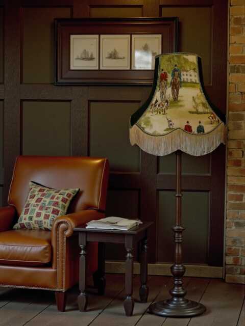 Vintage Fox Hunting Lampshade Handmade in The UK For Floor Standard Lamp Shades, Ceiling Light Pendants - image 1