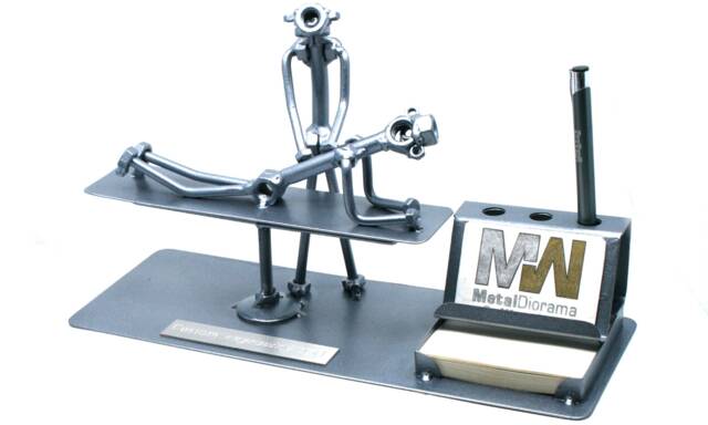Masseur Gift Nuts & Bolts Sculpture Desc Organizer, Massage Therapist Gift, Scrap Metal Art, Therapist Welded Art Thank You - image 1