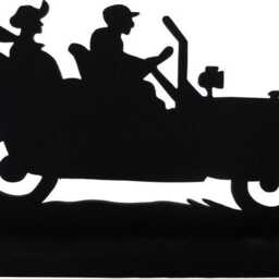 Handmade Wood Couple Silhouette in 1920's Baby Austin Car - Vintage Auto Decor - Tra3 - thumbnail 2