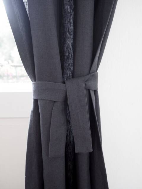 Linen Curtain Belt Made From Heavy Linen - 280 G/M2/ Charcoal Belt - image 1