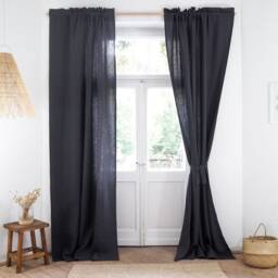 Linen Curtain Belt Made From Heavy Linen - 280 G/M2/ Charcoal Belt - thumbnail 3