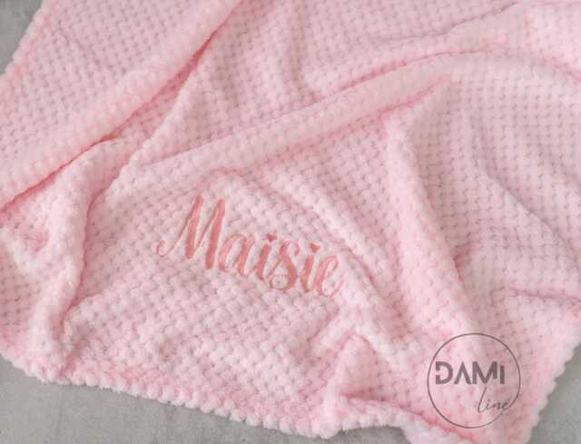 Personalised Honeycomb Baby Blanket Name Embroidery - New Gift Pram - image 1