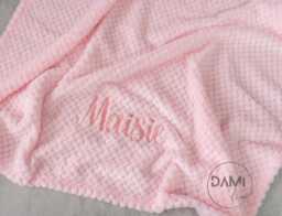 Personalised Honeycomb Baby Blanket Name Embroidery - New Gift Pram - thumbnail 1