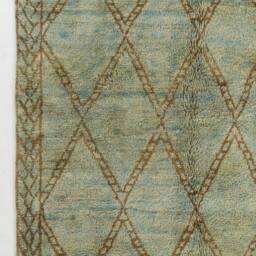 Handmade Aqua Berber Rug Moroccan Diamond Design, Natural Wool - thumbnail 4