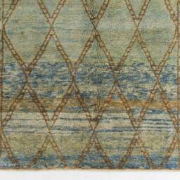 Handmade Aqua Berber Rug Moroccan Diamond Design, Natural Wool - thumbnail 2