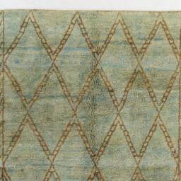 Handmade Aqua Berber Rug Moroccan Diamond Design, Natural Wool - thumbnail 3