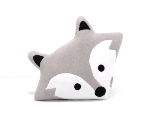 Gray Fox Pillow - Handmade Head Pillow, Woodland Nursery Decor. Kids Room - image 1