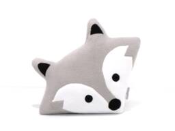 Gray Fox Pillow - Handmade Head Pillow, Woodland Nursery Decor. Kids Room - thumbnail 1
