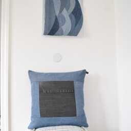 "Denim Throw Pillow, Black & Blue 20'' X 20 " - thumbnail 2
