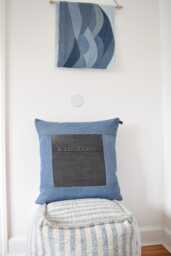 "Denim Throw Pillow, Black & Blue 20'' X 20 " - thumbnail 1