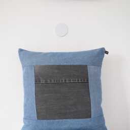 "Denim Throw Pillow, Black & Blue 20'' X 20 " - thumbnail 4