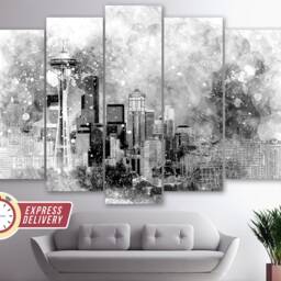 Seattle Skyline, Wall Art, Canvas Print, Artwork, Poster, Photo, Art - thumbnail 4