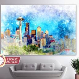 Seattle Skyline, Wall Art, Canvas Print, Artwork, Poster, Photo, Art - thumbnail 3