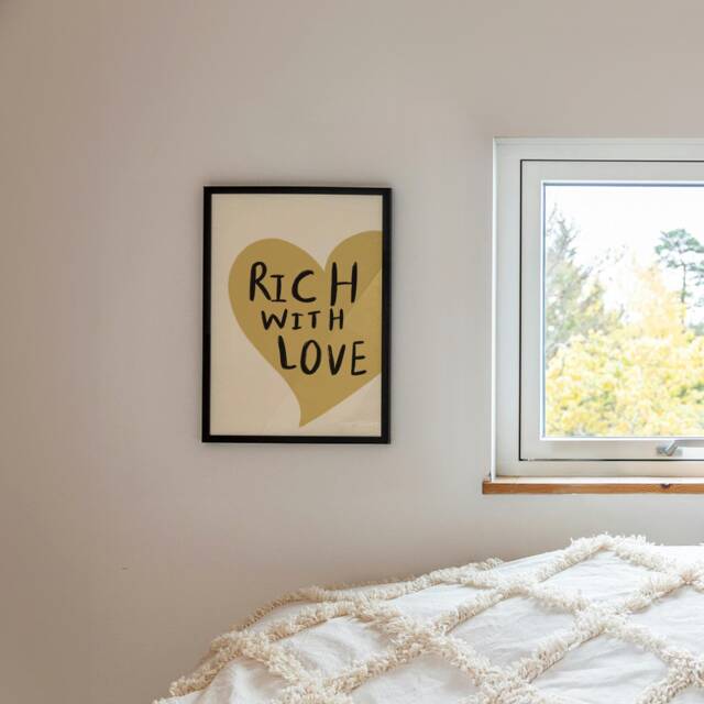 Rich With Love Unframed Print - Cute Prints Hand Drawn Art Posters Bedroom Positive Feel-Good - image 1