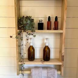 Bathroom Shelf Unit With Towel Rail Made From Reclaimed Wood, Storage Bar - thumbnail 2