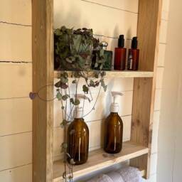 Bathroom Shelf Unit With Towel Rail Made From Reclaimed Wood, Storage Bar - thumbnail 3