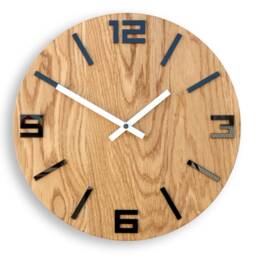 Wall Clock Wood Clock Large Wall Arabic Gift Decor Unique Oak Clocks Black White - thumbnail 4