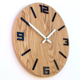 Wall Clock Wood Clock Large Wall Arabic Gift Decor Unique Oak Clocks Black White - thumbnail 2