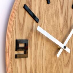 Wall Clock Wood Clock Large Wall Arabic Gift Decor Unique Oak Clocks Black White - thumbnail 3