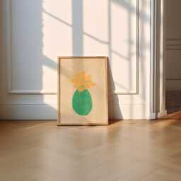 Yellow Flowers in Green Vase Unframed Print - Flower Prints Art Colourful Kitchen Posters Minimal Minimalistic Decor - thumbnail 1