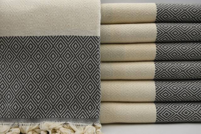 "Dark Gray Towel, Diamond Towel, Turkish Towel 40""x70" - image 1