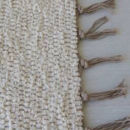 Small Handwoven Cream Rug, Bathroom Shower Kitchen Bedroom Chunky Soft Thick Cotton Bohemian Rug - thumbnail 3