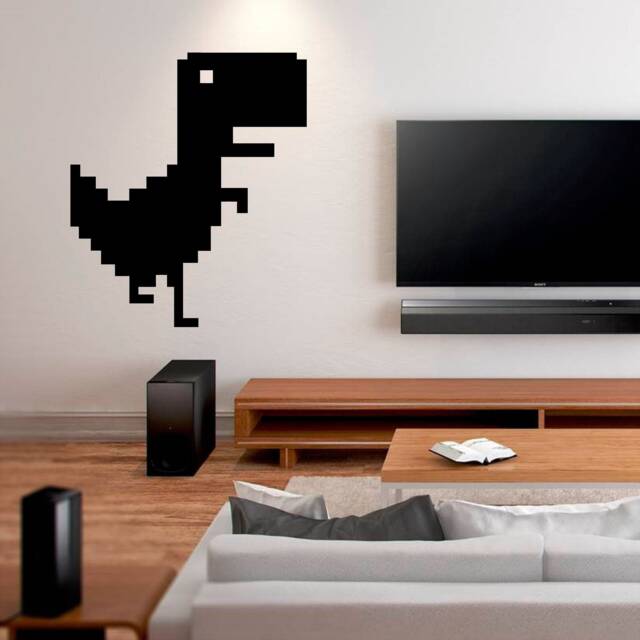 Error Chrome Dinosaur Sticker, Vinyl Wall Art Sticker, Transfer, Mural, Stencil, Easy To Apply, Instructions Included, Matt Finish - image 1