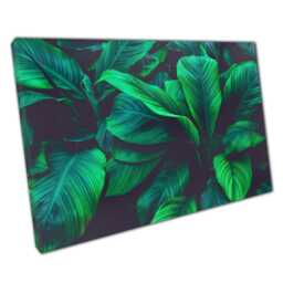 Vibrant Tropical Foliage Canvas Large Green Leaf Wall Art For Home & Office Decor - thumbnail 1