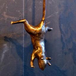 Cat Door Knocker Bronze Sculpture - thumbnail 3