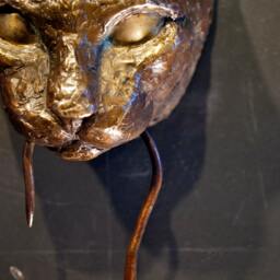 Cat Door Knocker Bronze Sculpture - thumbnail 4