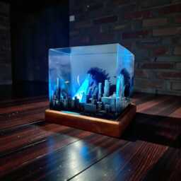 Godzilla Atomic Breath Resin Lamp - 3D City Destruction Night Light - thumbnail 1