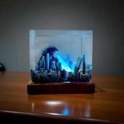 Godzilla Atomic Breath Resin Lamp - 3D City Destruction Night Light - thumbnail 3