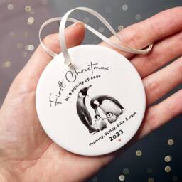 Personalised Penguin Family First Christmas Acrylic Ornament - thumbnail 3