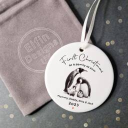 Personalised Penguin Family First Christmas Acrylic Ornament - thumbnail 2