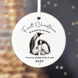 Personalised Penguin Family First Christmas Acrylic Ornament