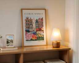 Flower Market Wall Art Print - Spring Home Decor With Tulip Design - thumbnail 1