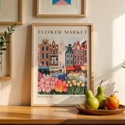 Flower Market Wall Art Print - Spring Home Decor With Tulip Design - thumbnail 2