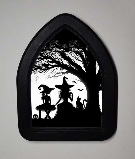 Halloween Gothic Arch Framed Picture, Witchy Art, Handmade Wooden Frame - image 1