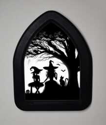 Halloween Gothic Arch Framed Picture, Witchy Art, Handmade Wooden Frame - thumbnail 1