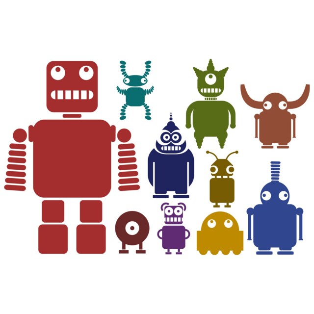 Multicoloured Robot & Alien Wall Stickers Kids Room Decor - image 1