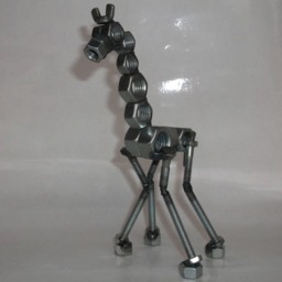 Giraffe, Metal Giraffe Sculpture, Up Cycled Art, Miniature Welded Figurine - thumbnail 3