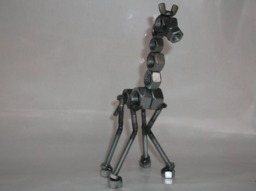 Giraffe, Metal Giraffe Sculpture, Up Cycled Art, Miniature Welded Figurine - thumbnail 1